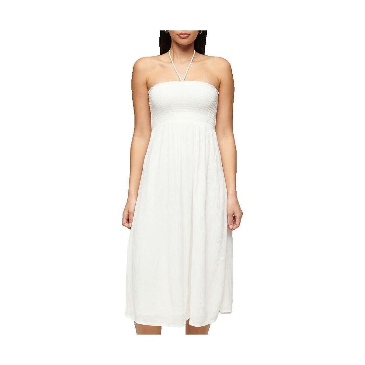 Superdry  Longue Smocked Midi Beach  Bílá