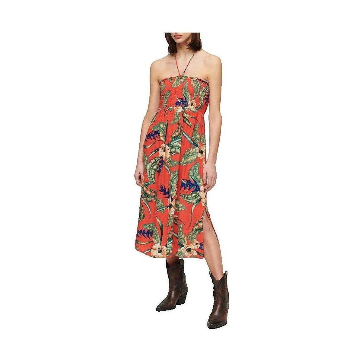 Superdry  Longue Smocked Midi Beach  ruznobarevne