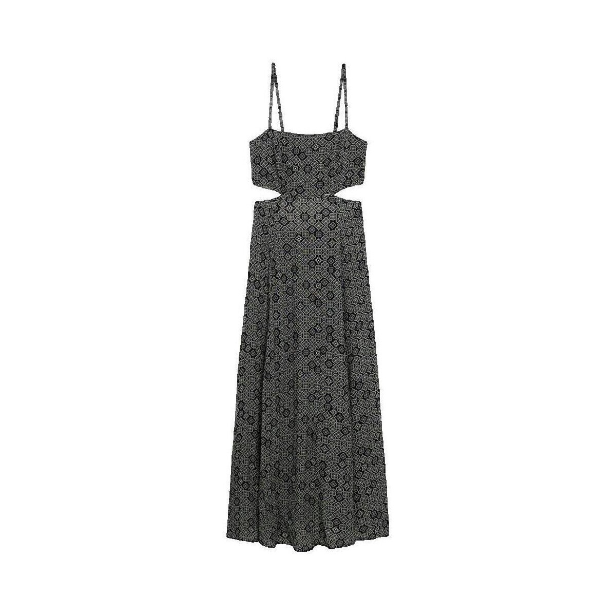 Superdry  Robe longue  motif brun géométrique  Černá