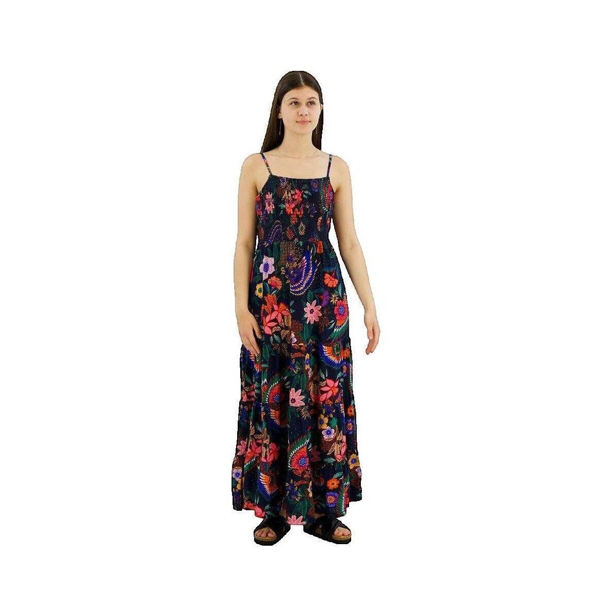 Superdry  Robe  Smocked Cami Sans Manches Longue  Modrá
