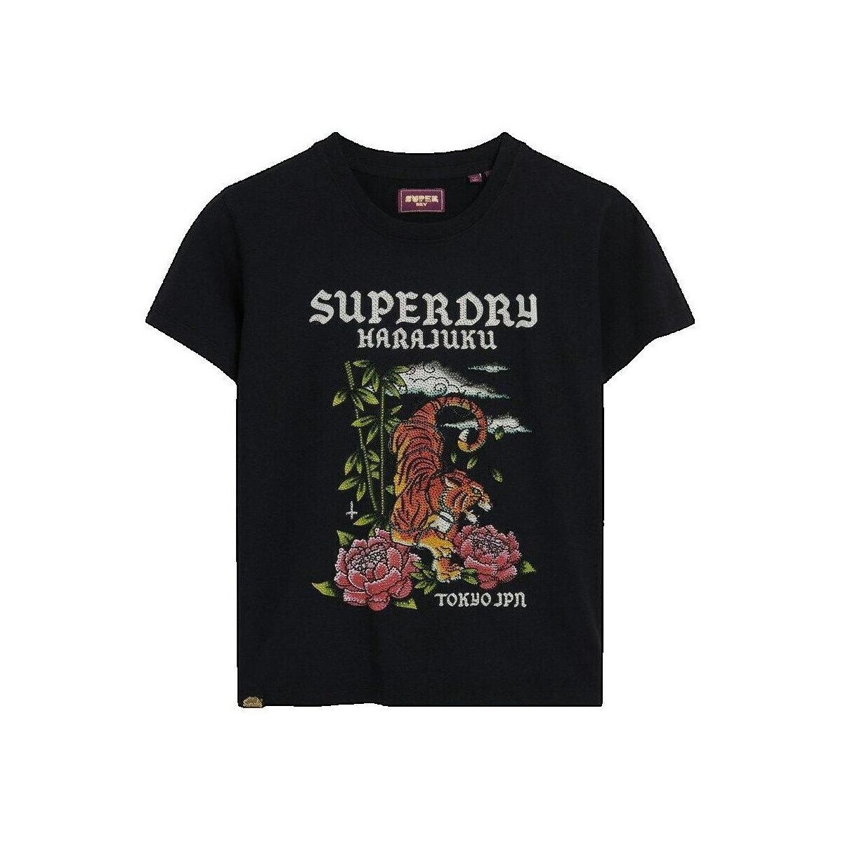 Superdry  T-shirt  Tattoo Rhinestone  Černá