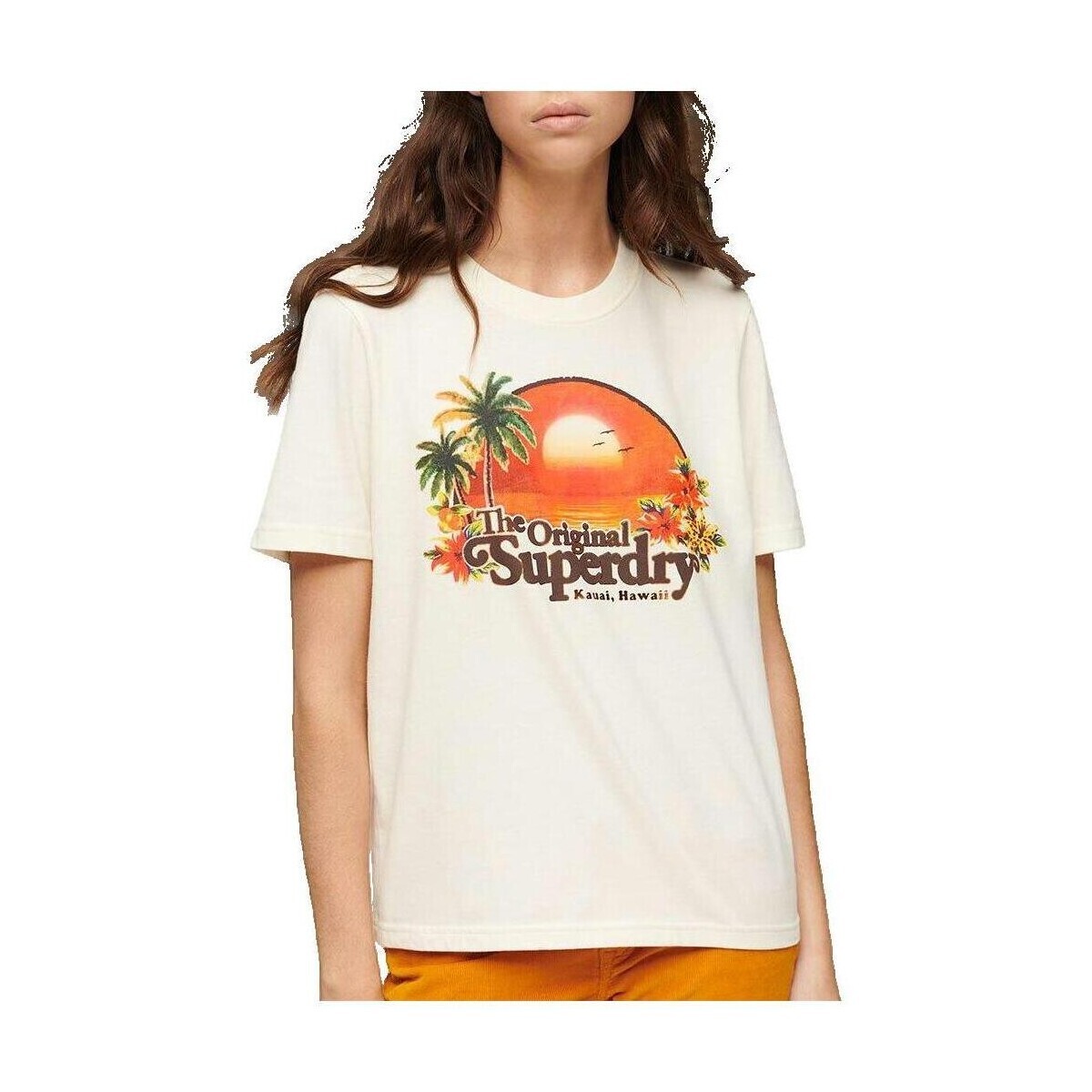 Superdry  T-shirt  Travel Souvenir Relaxed  Béžová