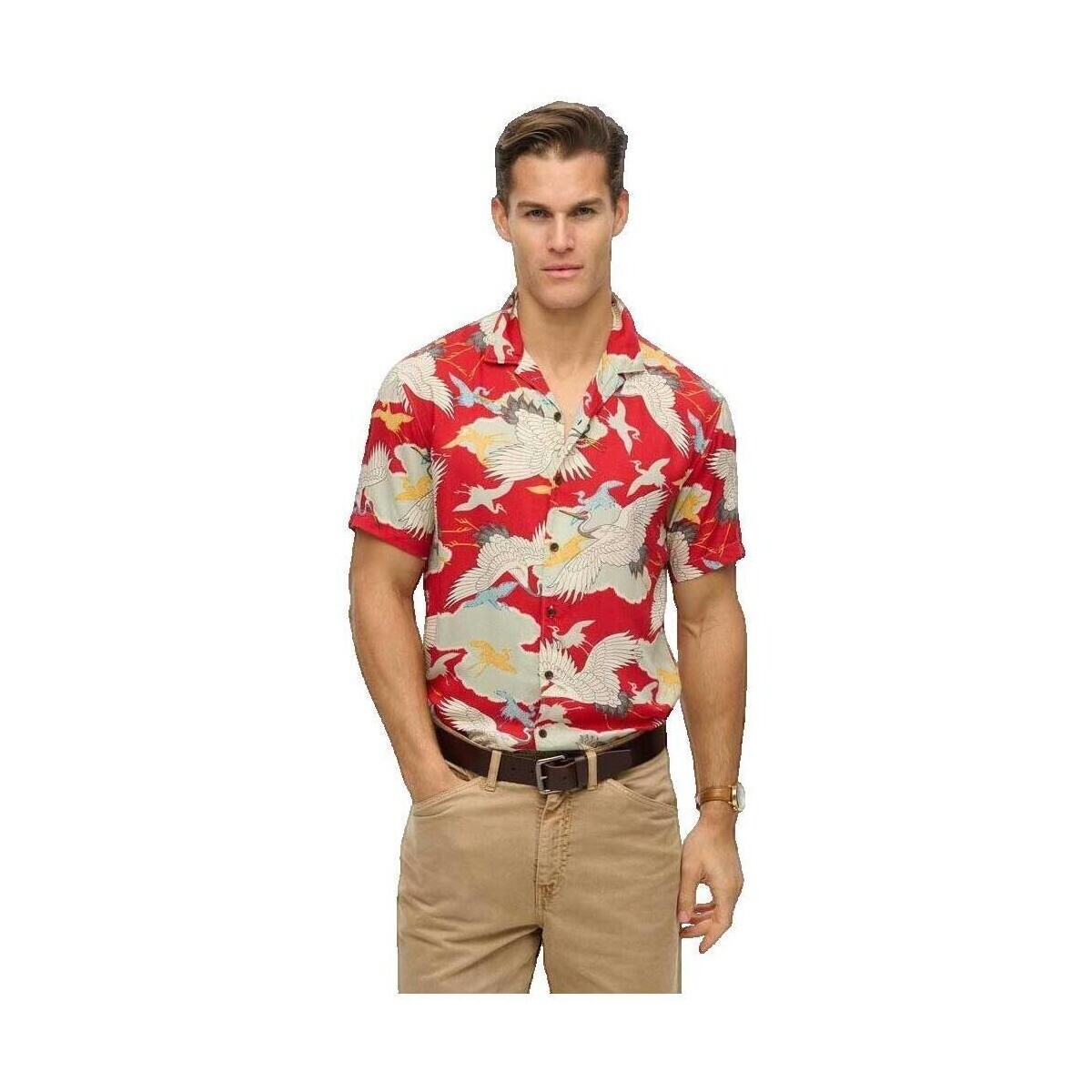 Superdry  Chemise manches courtes  Merchant rouge  Červená
