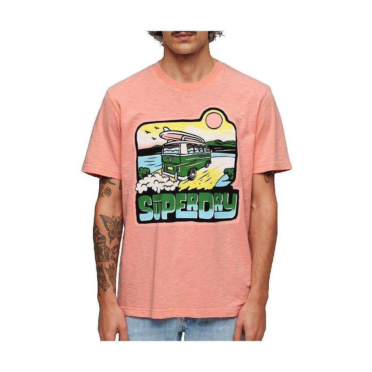 Superdry  T-shirt  Neon Travel Graphic Loose  Oranžová