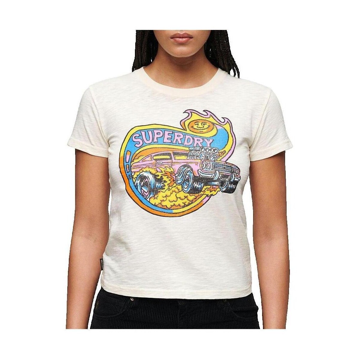 Superdry  T-shirt  Motif Fluo Motor  Bílá
