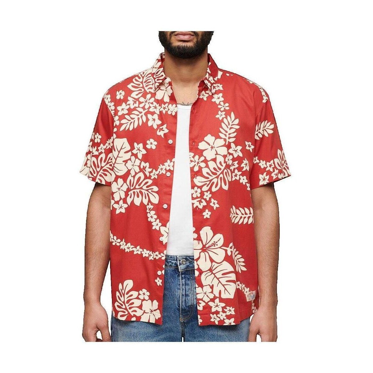 Superdry  Chemise  Hawaïenne Manches Courtes Rouge Homme  Červená