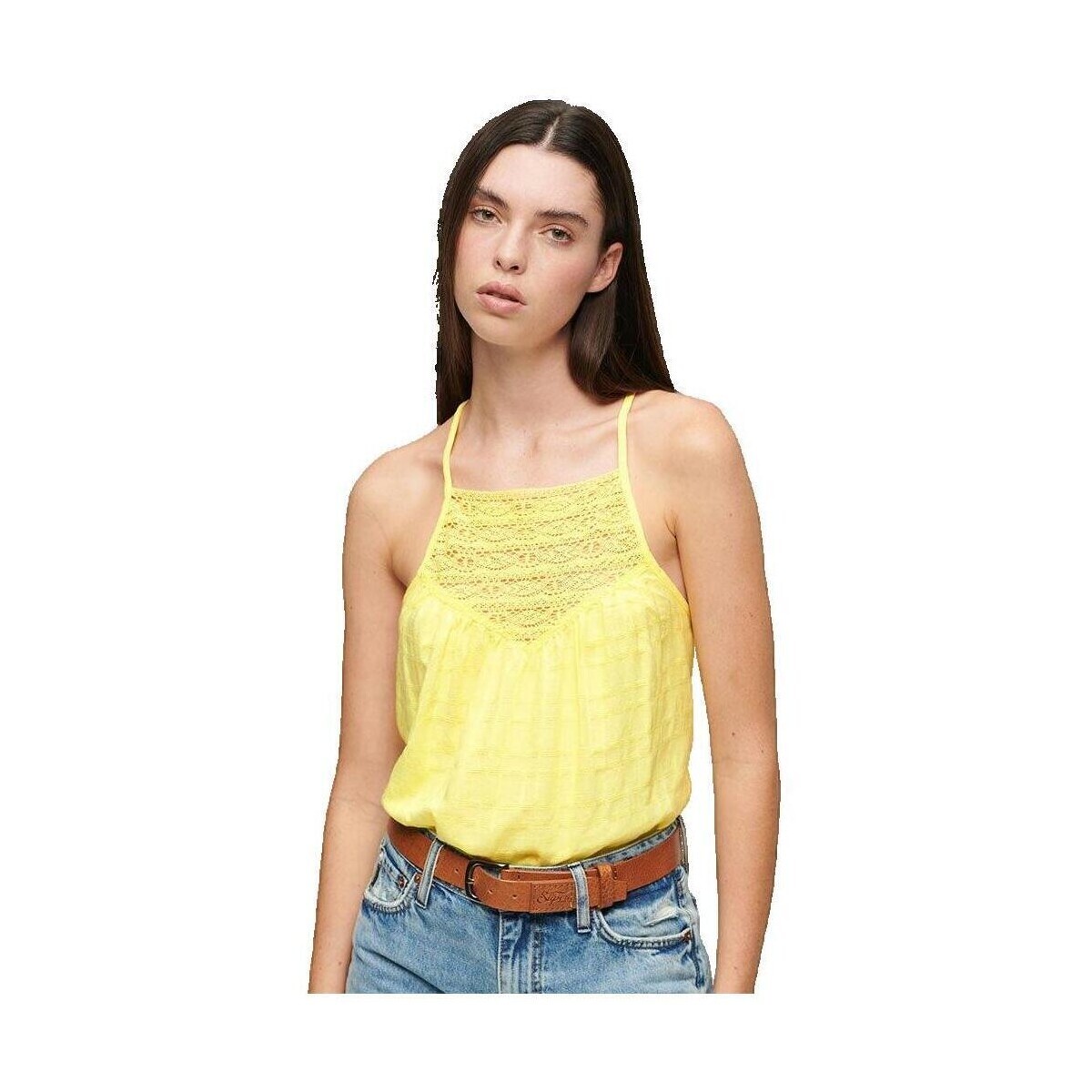 Superdry  Débardeur  en dentelle jaune  Žlutá