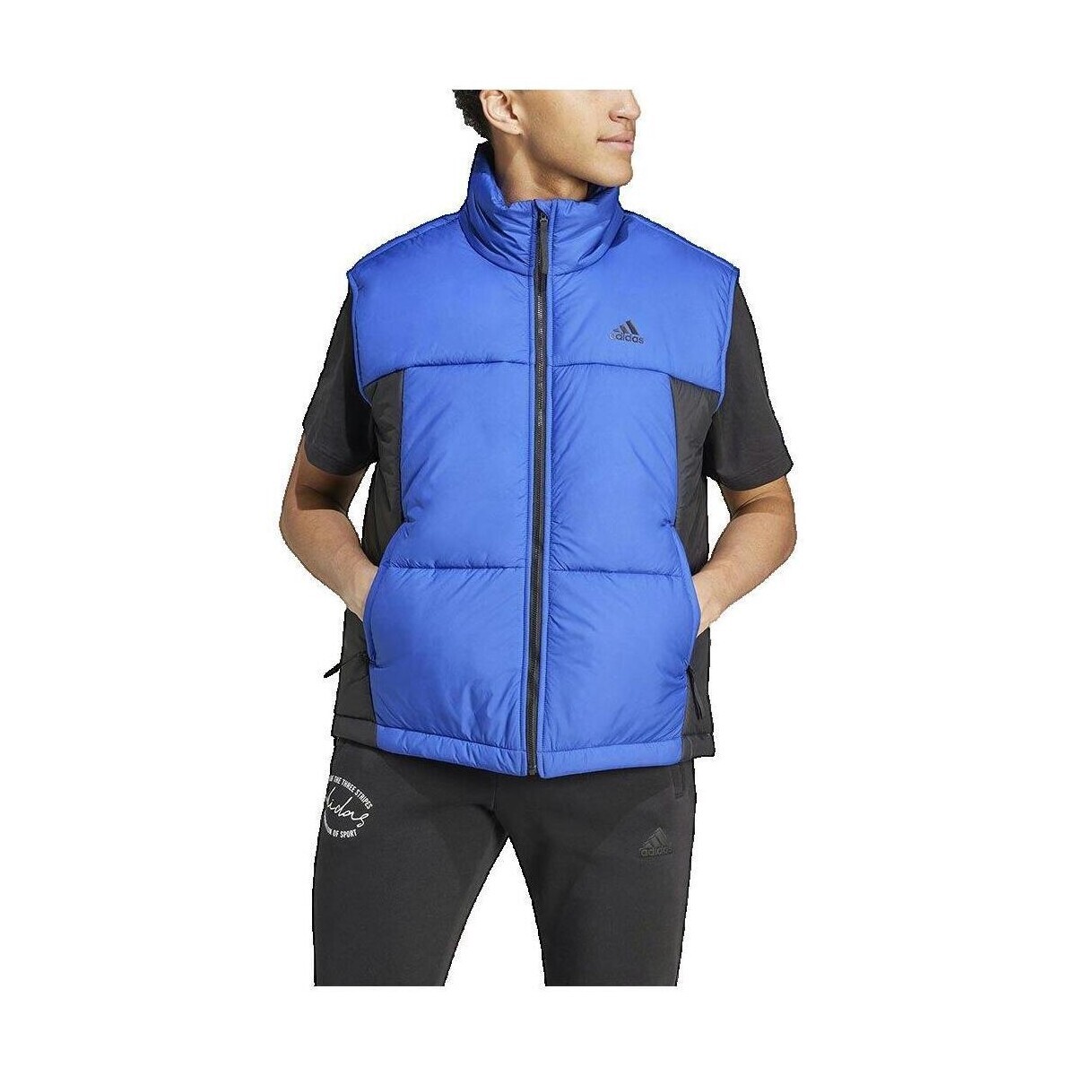 adidas  Gilet  3 Stripes Puffy Vest bleu  Modrá