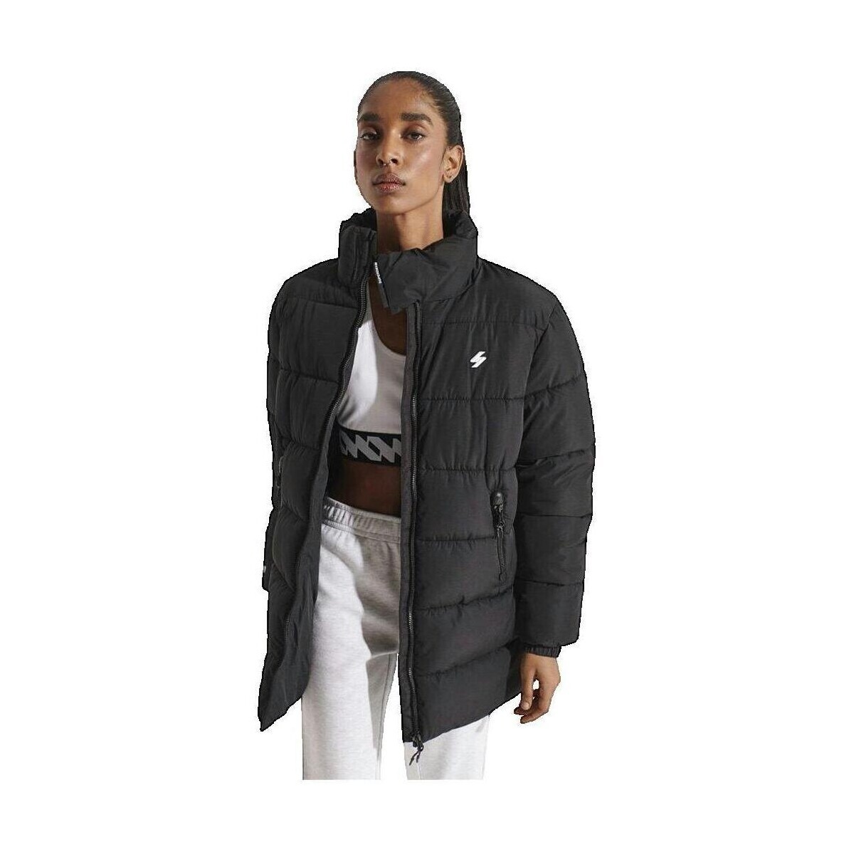 Superdry  Doudoune  longue coupe ample femme  Černá