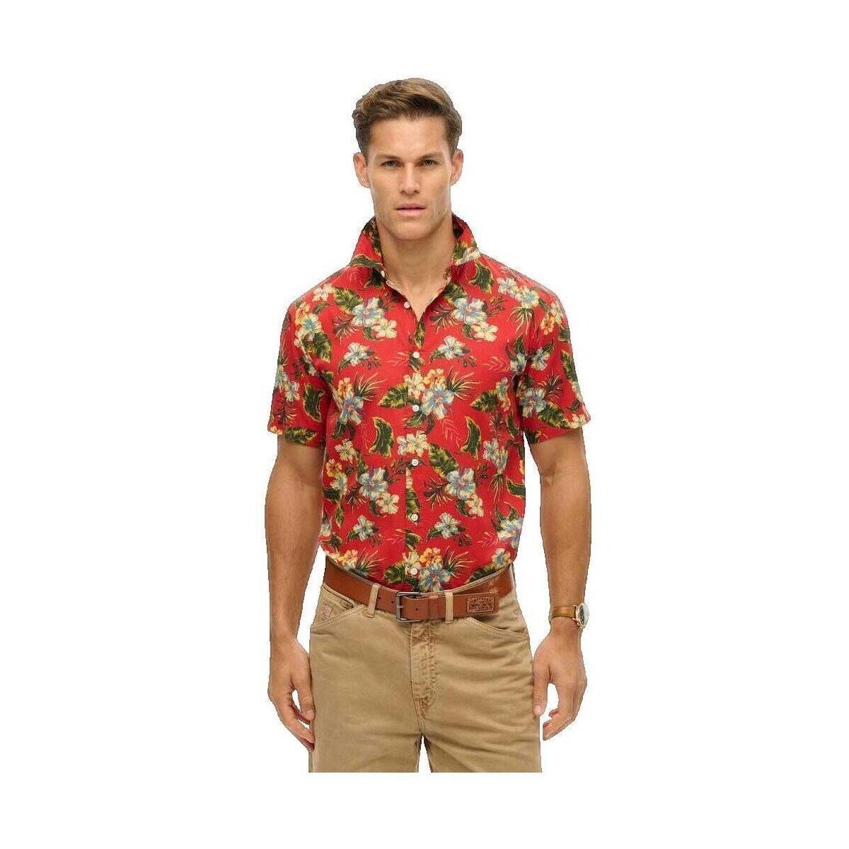 Superdry  Chemise  Hawaiian Print  Červená