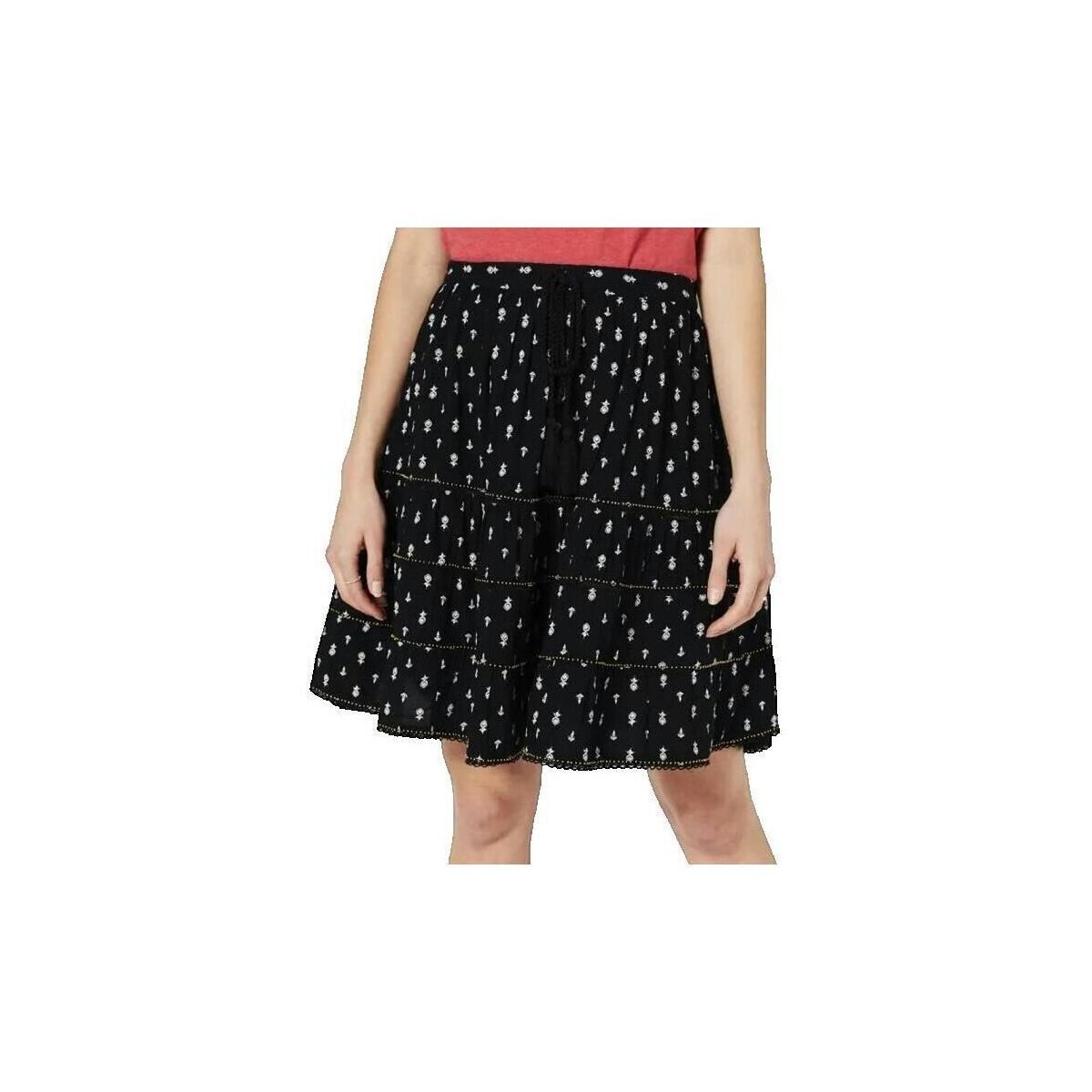 Superdry  Jupe Mini Vintage  avec Détails en Dentelle  Černá