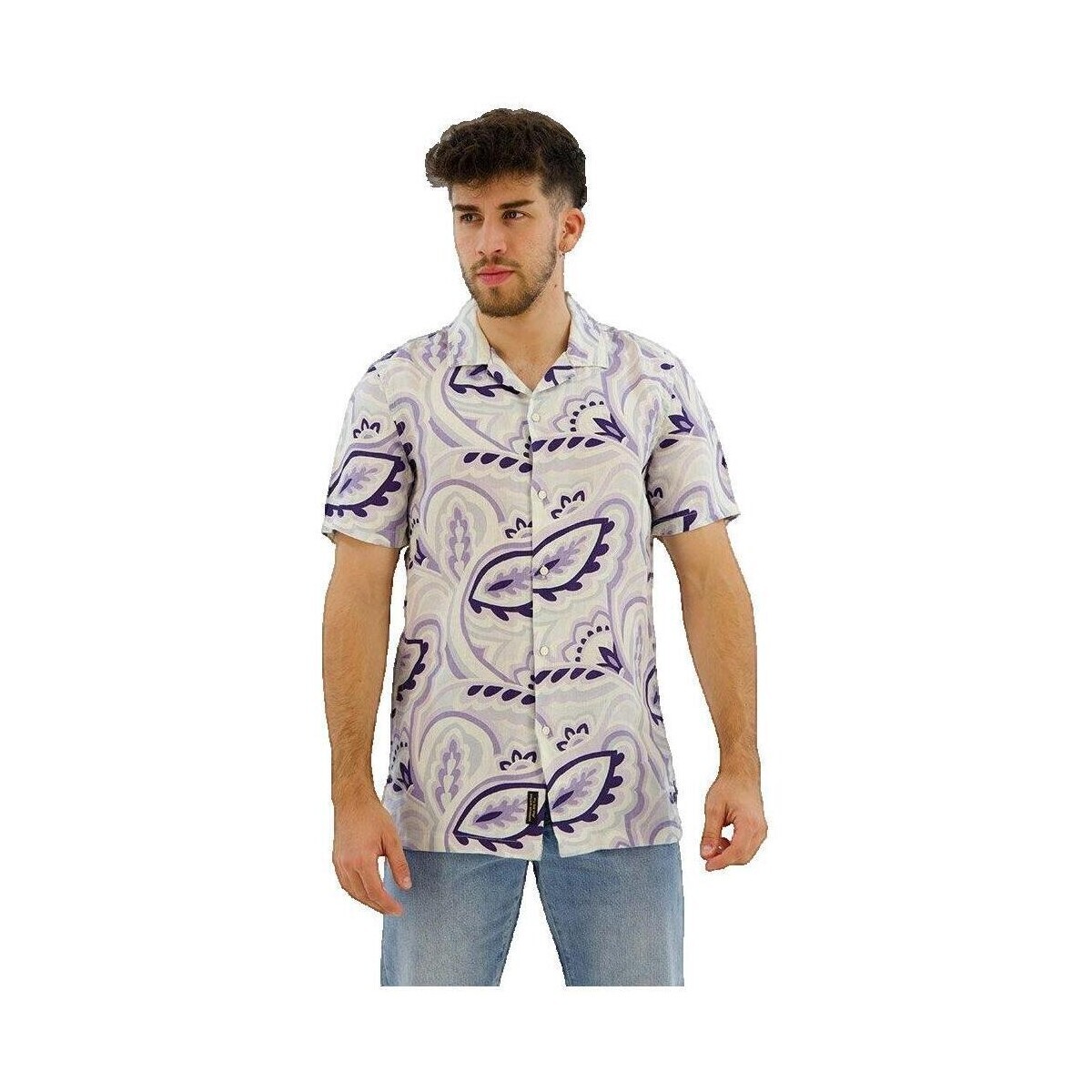 Superdry  Chemise  imprimée en lin à col ouvert  Šedá