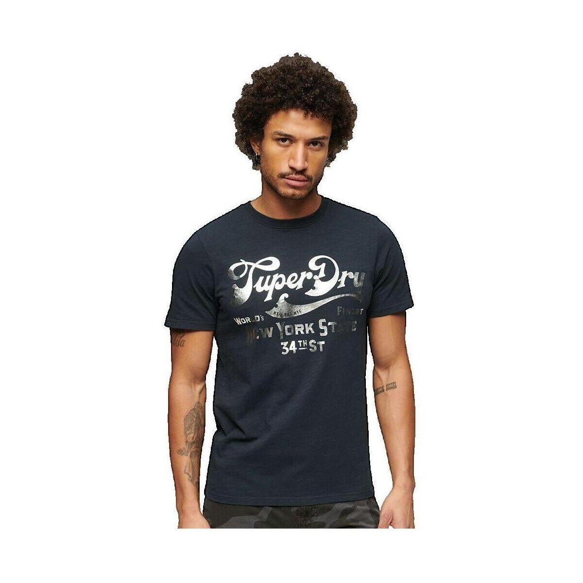 Superdry  T-shirt  Workwear à motif métallisé  Modrá