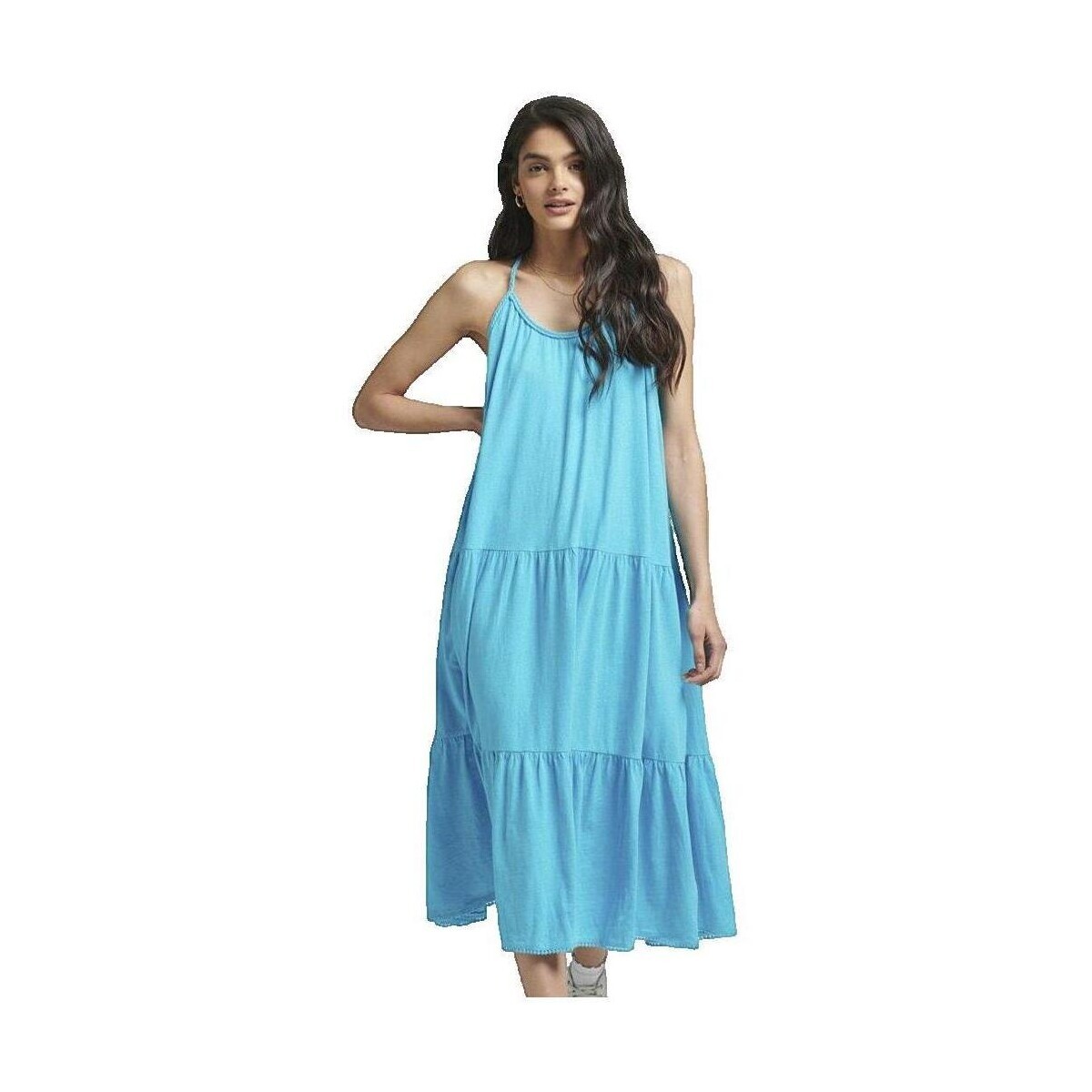 Superdry  Robe  Vintage Jersey Midi  Modrá