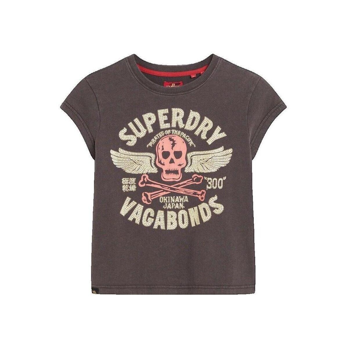 Superdry  T-shirt  à mancherons orné d'affiches  Černá