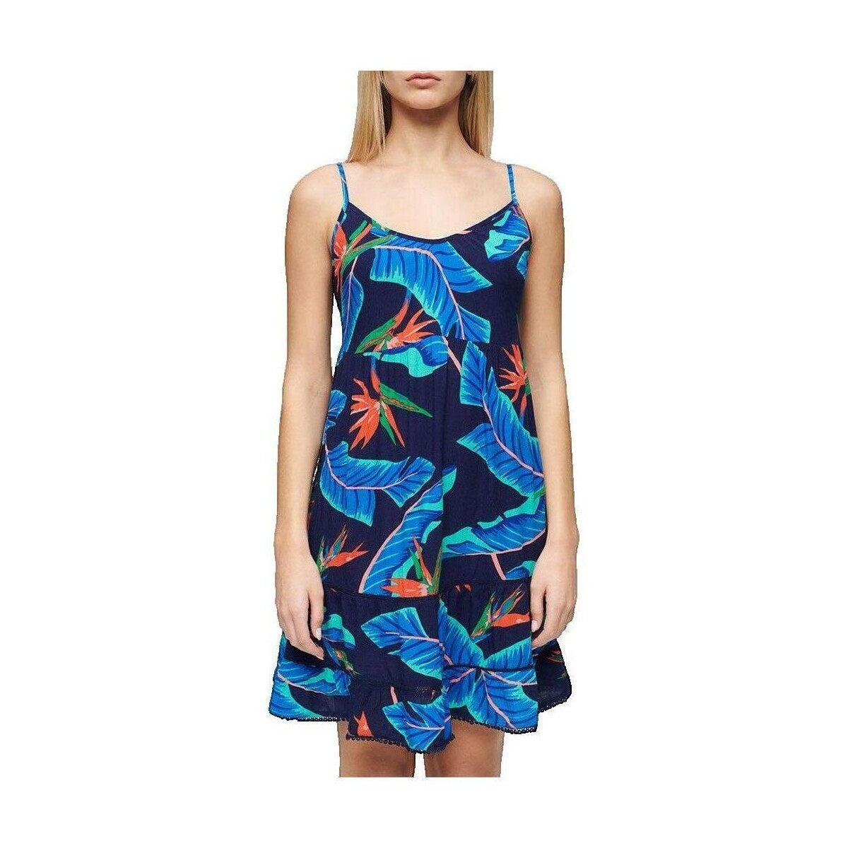 Superdry  Robe  courte sans manches bleu marine  Modrá