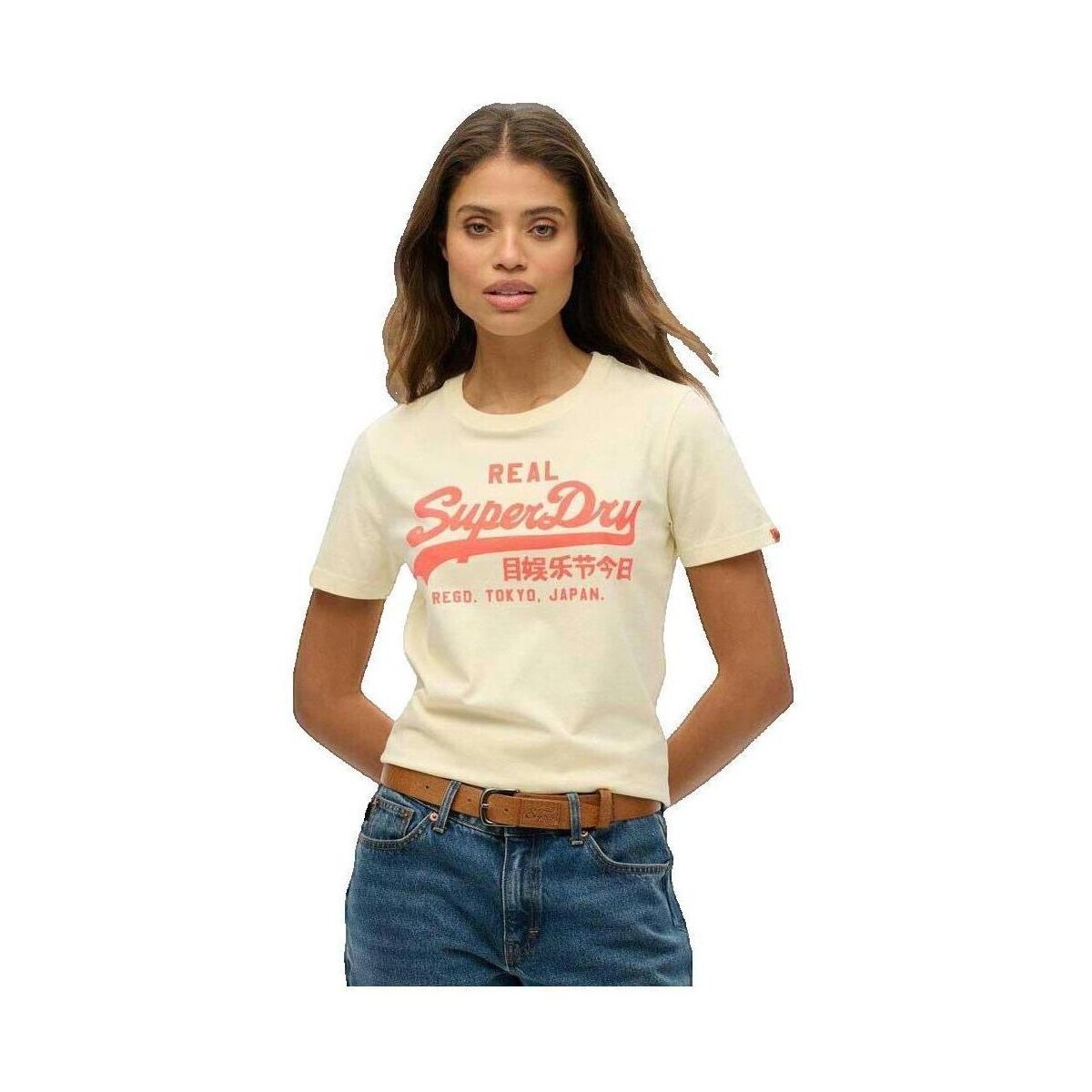 Superdry  T-shirt  Vl Neon Slim  Béžová