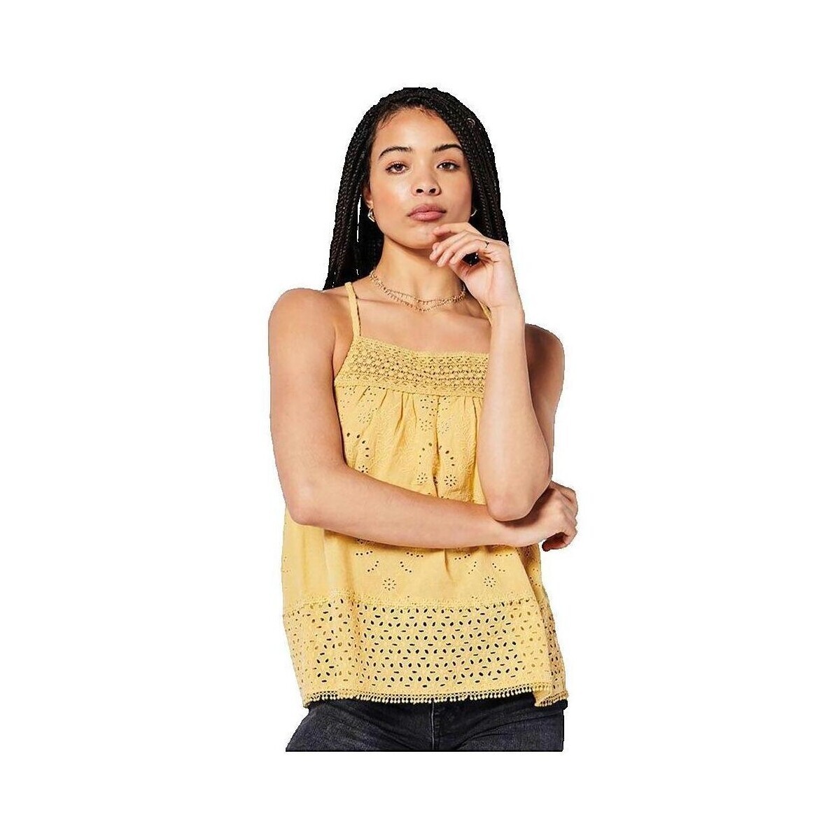 Superdry  T-shirt sans manches  Vintage Woven Lace  Žlutá