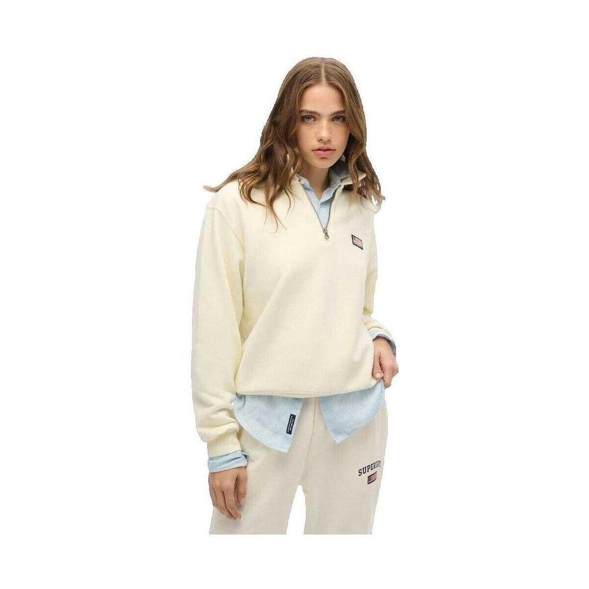 Superdry  Sweatshirt  Athletic Collared demi-zip  Béžová