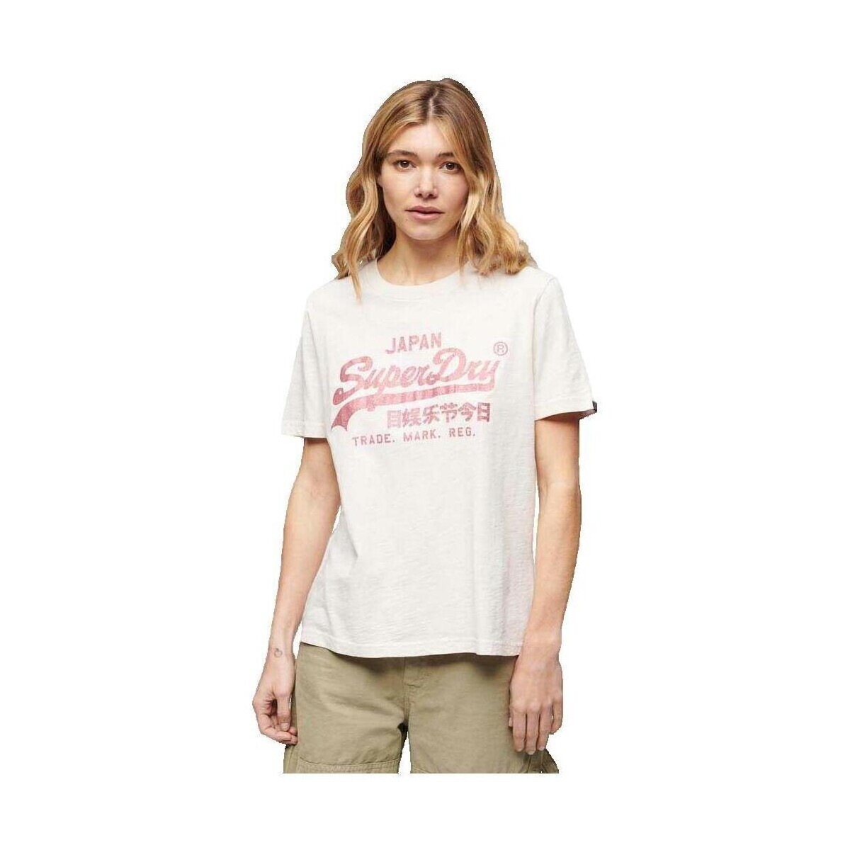 Superdry  T-shirt  Relaxed à logo métallique  Stříbrná
