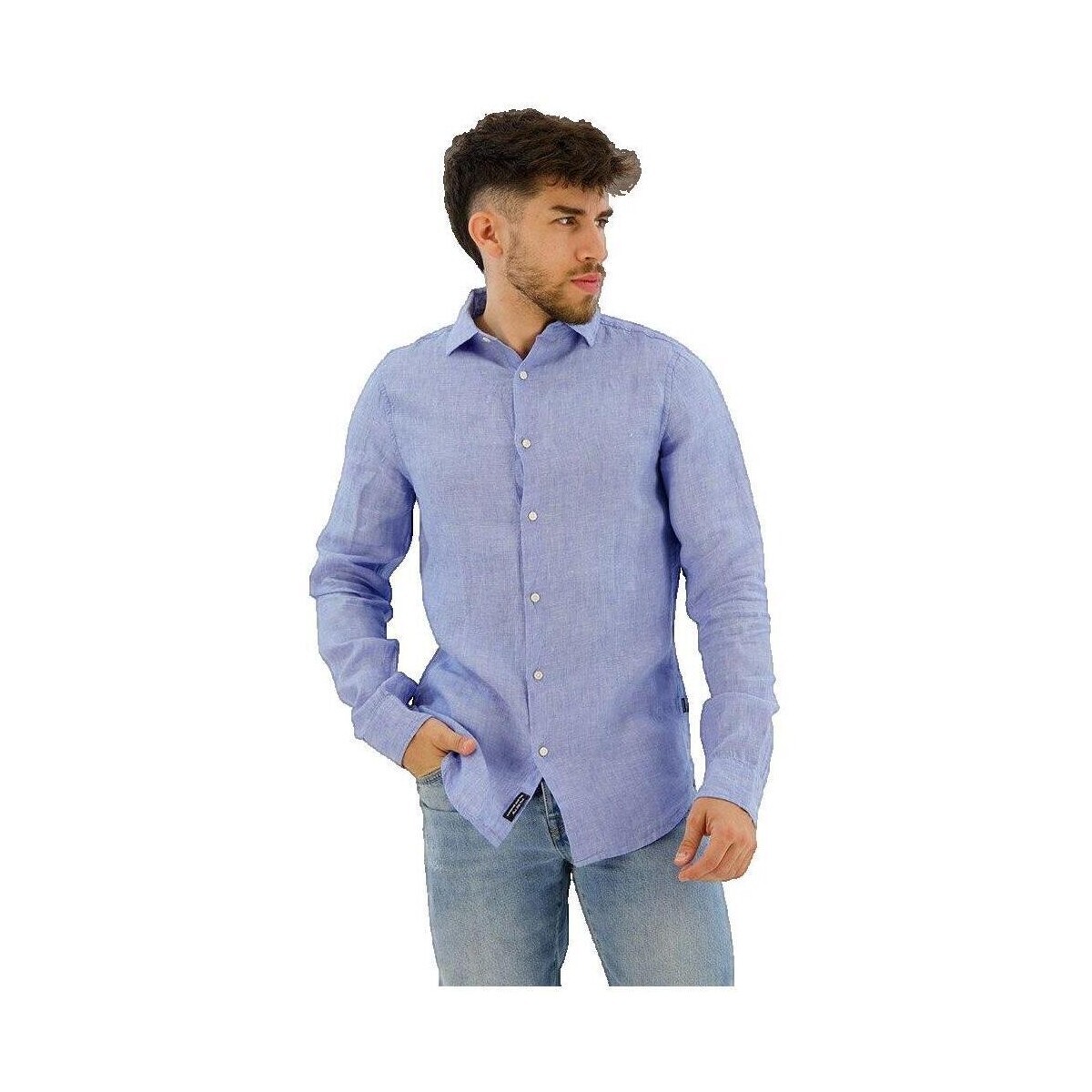 Superdry  Chemise  Studios Casual en lin bleu  Modrá