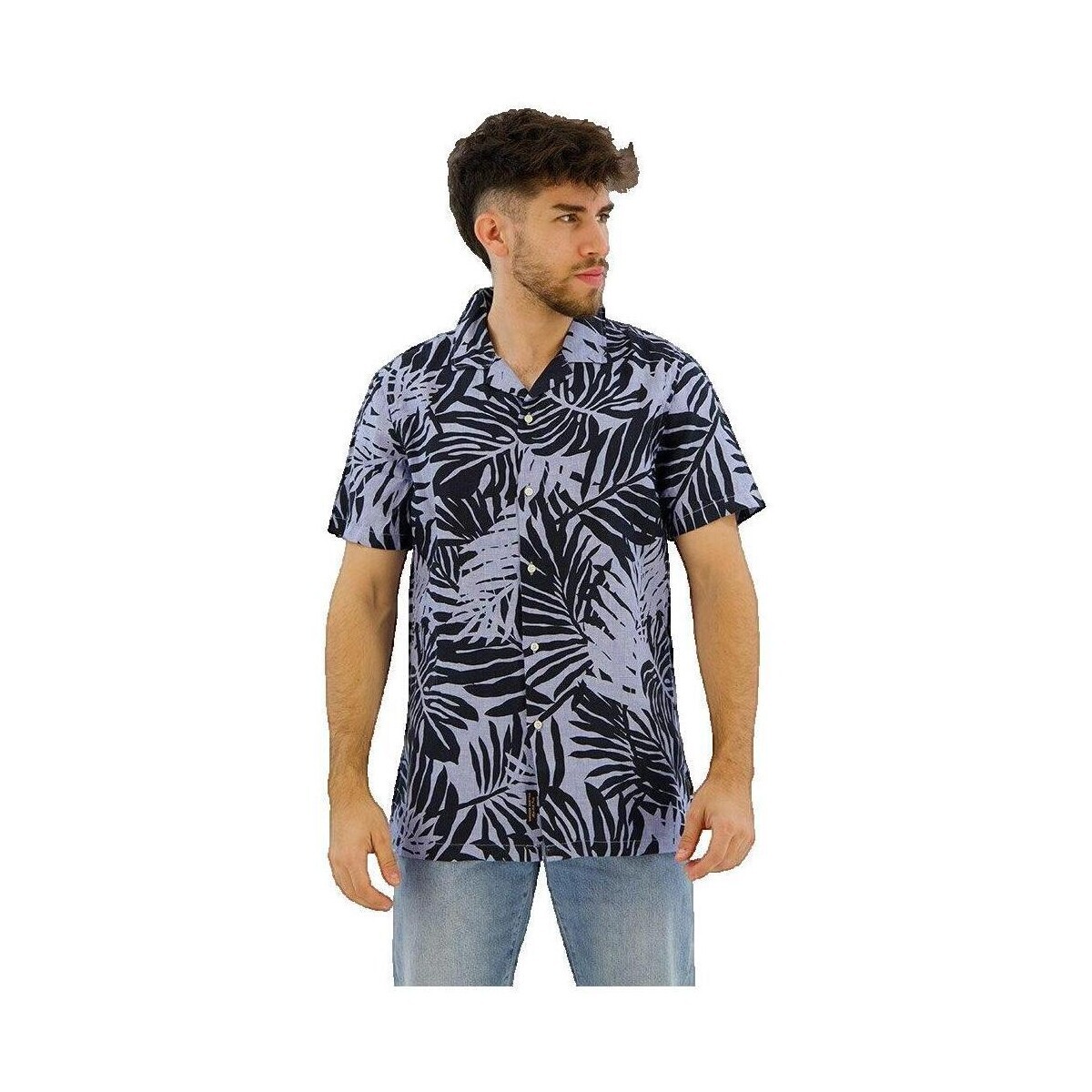 Superdry  Chemise  imprimée en lin à col ouvert  ruznobarevne