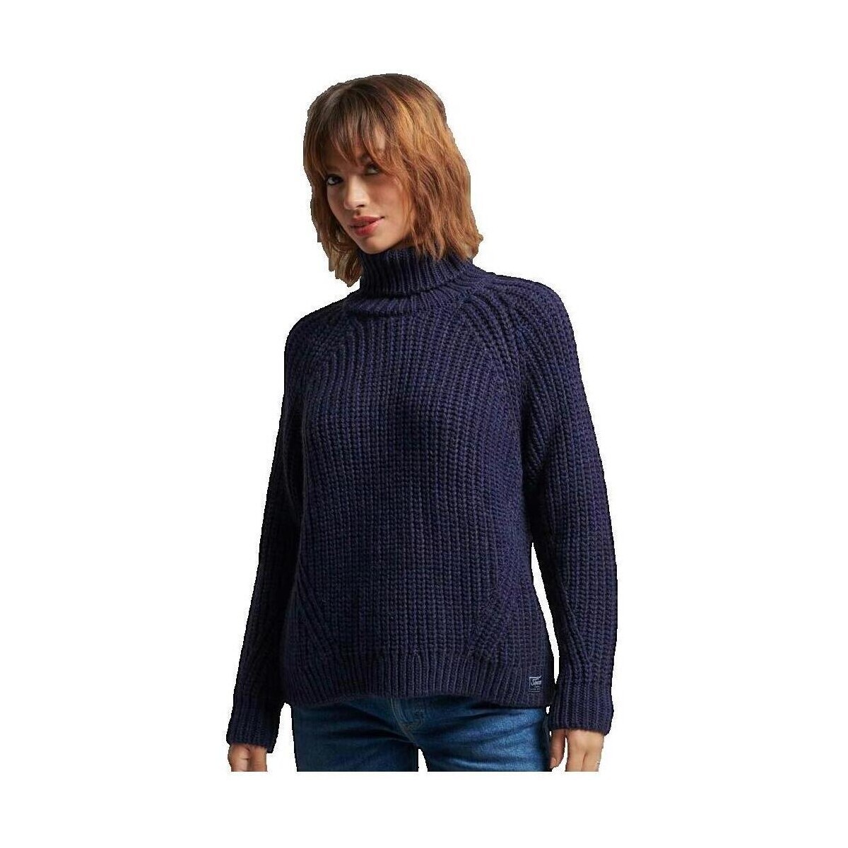 Superdry  Pull  Slouchy Stitch col roulé bleu  Modrá
