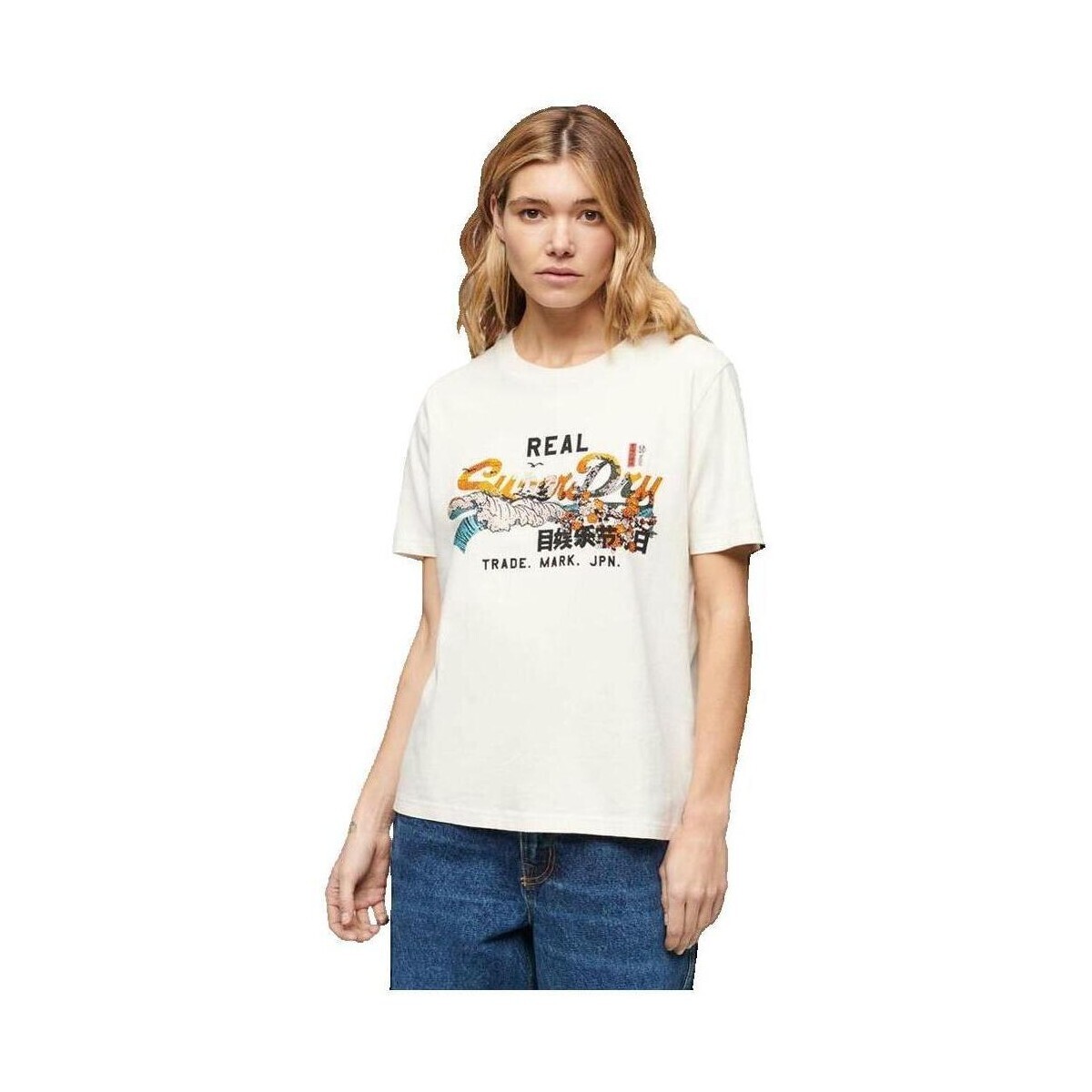 Superdry  T-shirt  Tokyo Vl Relaxed  Béžová