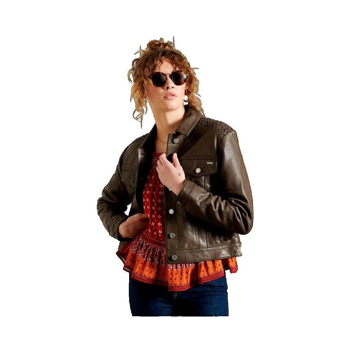 Superdry  Veste  en cuir Stateside pour Femme  Béžová