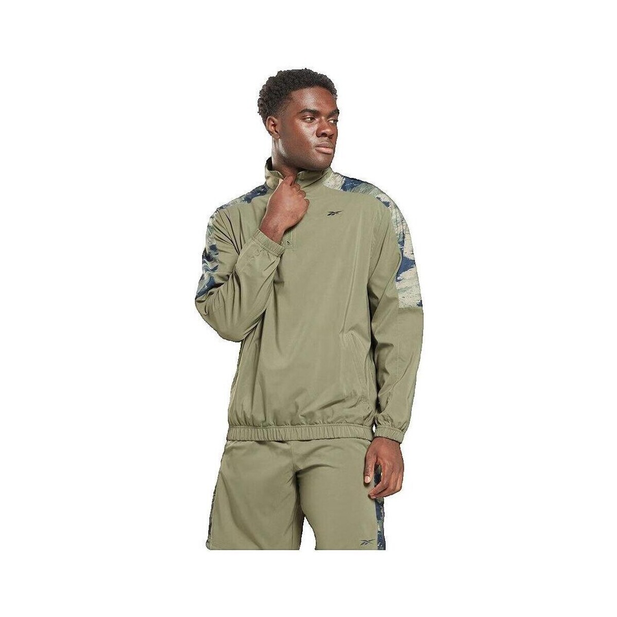 Reebok Sport  T-shirt manches longues  Camo avec zip quart  Zelená