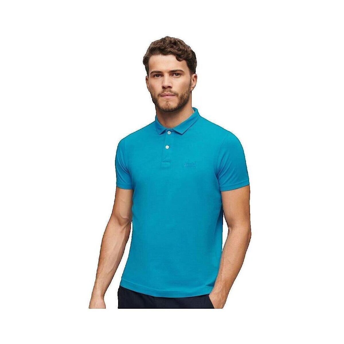 Superdry  Polo  Essential Logo Neon bleu slim  Modrá
