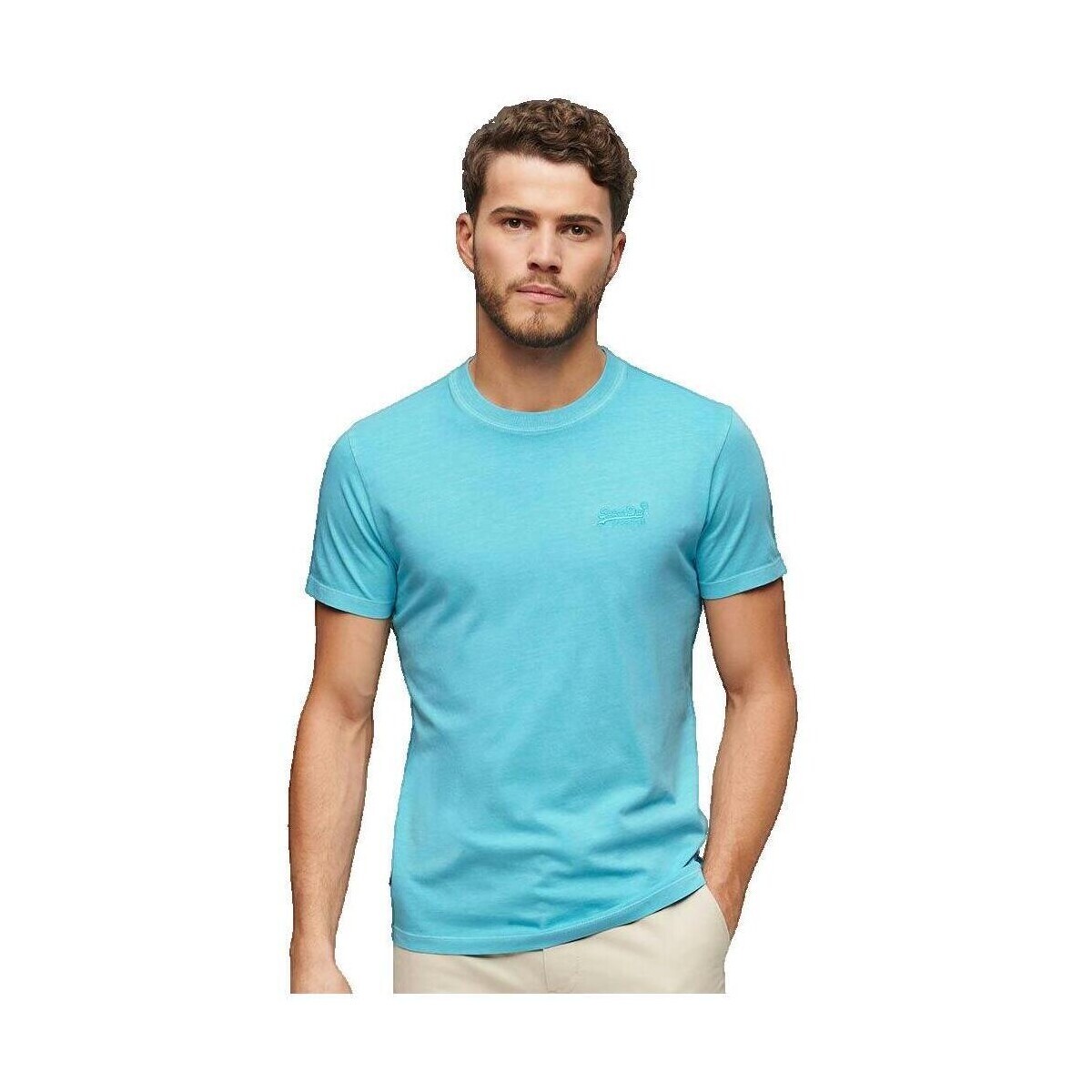 Superdry  T-shirt  Essential Logo brodé bleu ciel  Modrá