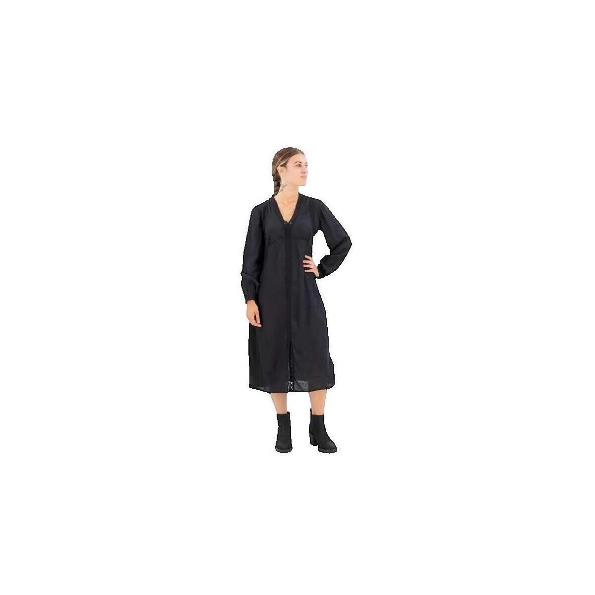 Superdry  Robe  à dentelle et manches longues  Černá