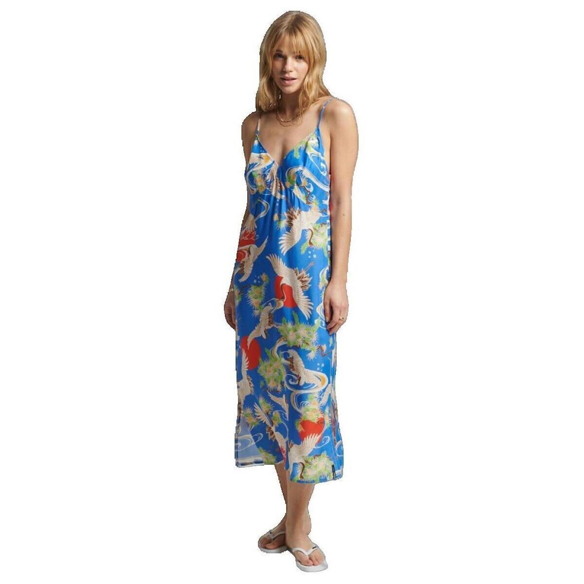 Superdry  Robe  Vintage Midi  Modrá