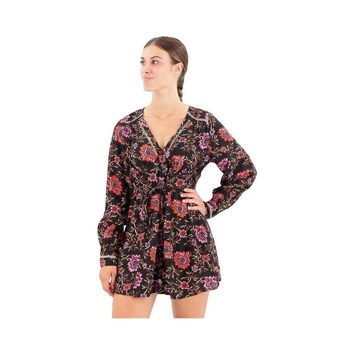 Superdry  Robe  courte à col en V imprimé floral  ruznobarevne