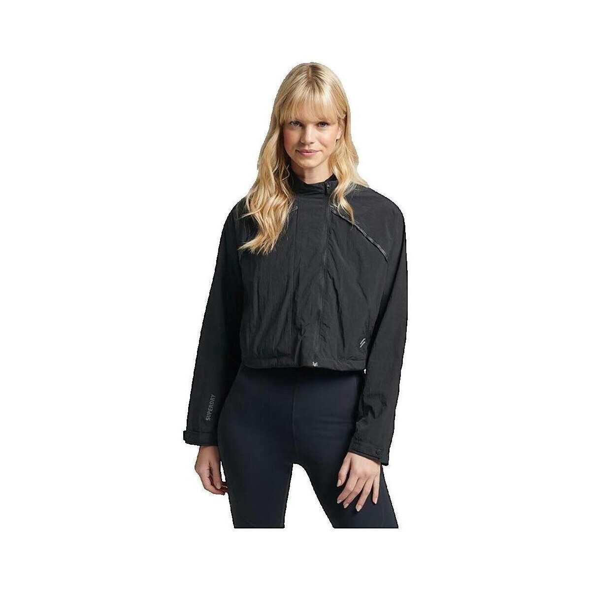 Superdry  Veste  Run Cropped Waterproof  Černá