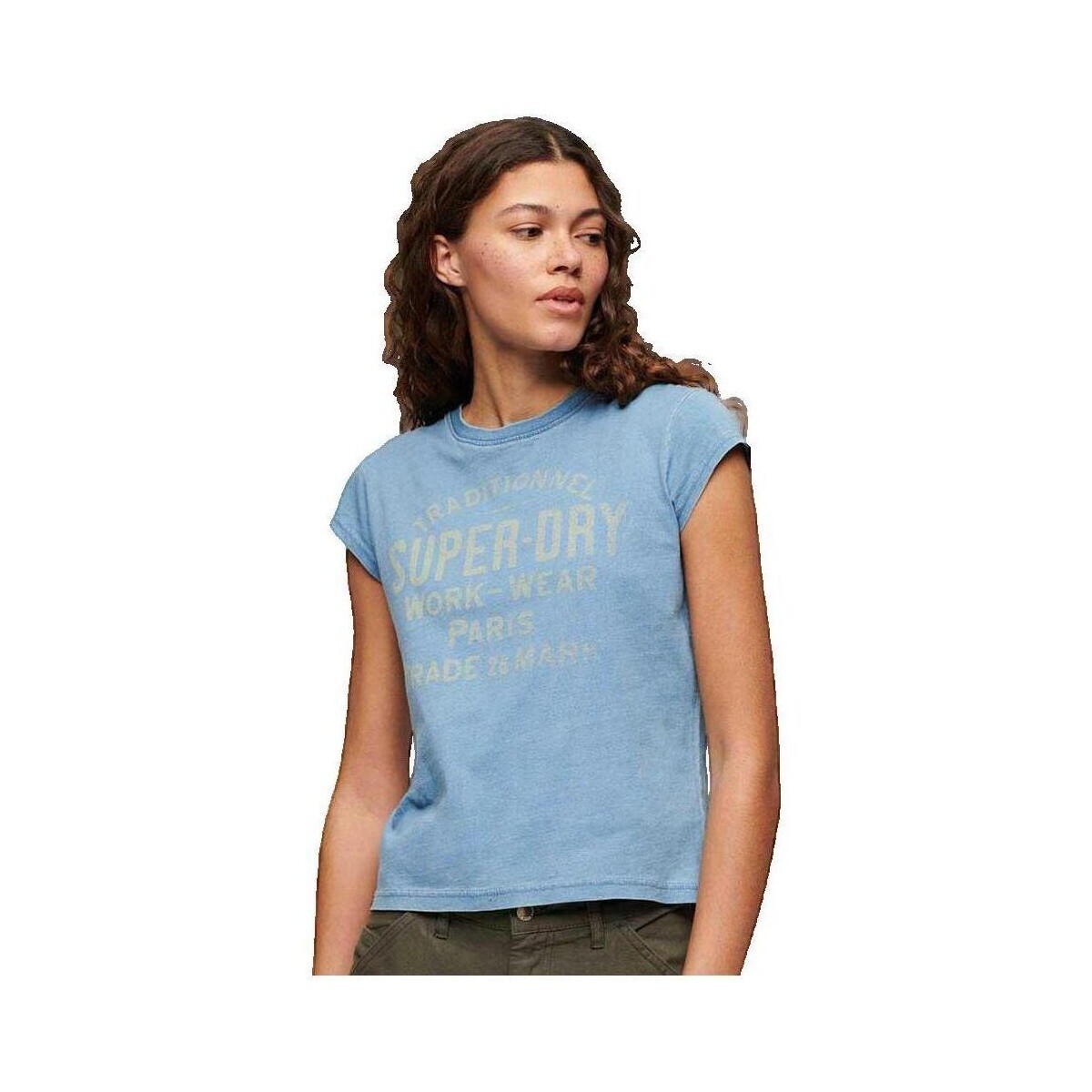 Superdry  T-shirt  Workwear Indigo délavé  Modrá