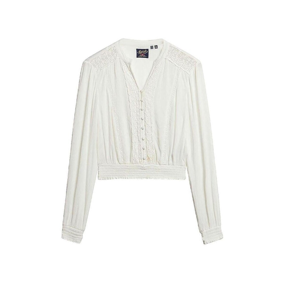 Superdry  Blouse  à bordure en dentelle et manches longues  Modrá