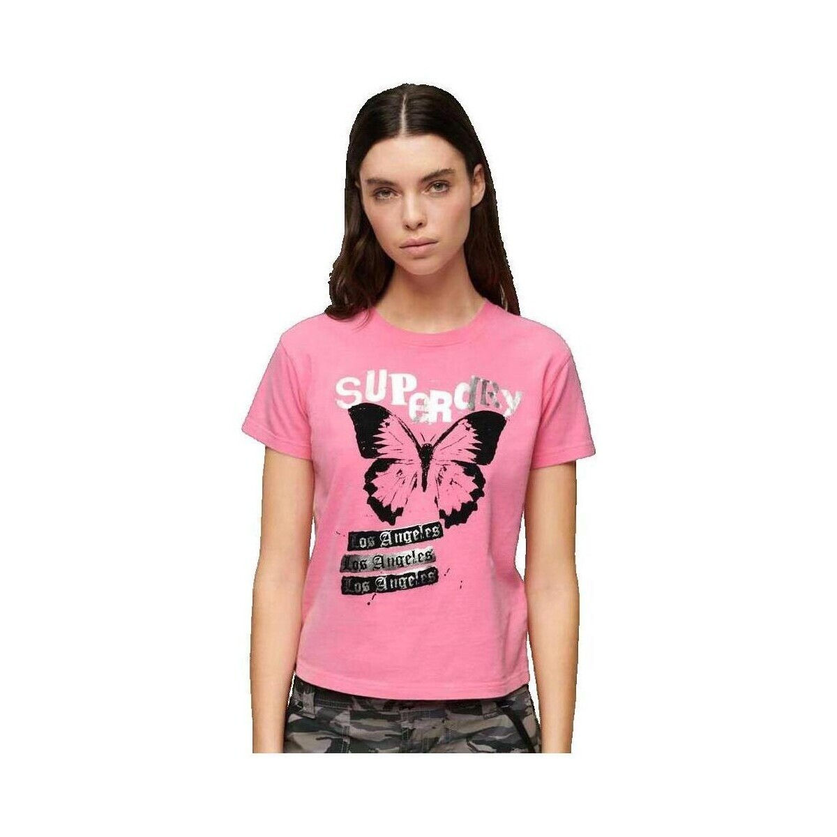 Superdry  T-shirt  Lo-fi Rock  Růžová