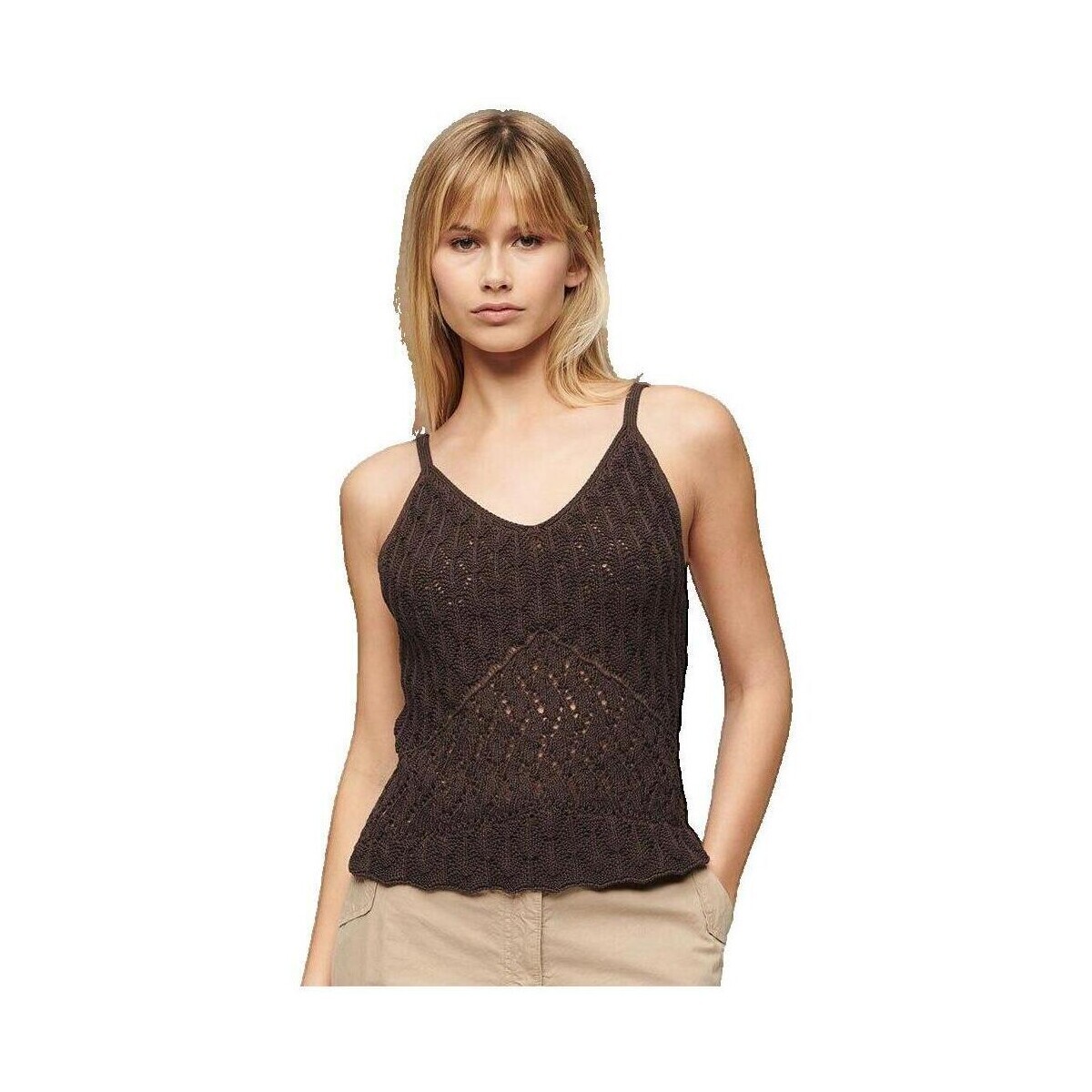 Superdry  Débardeur  en crochet sans manches marron  Hnědá