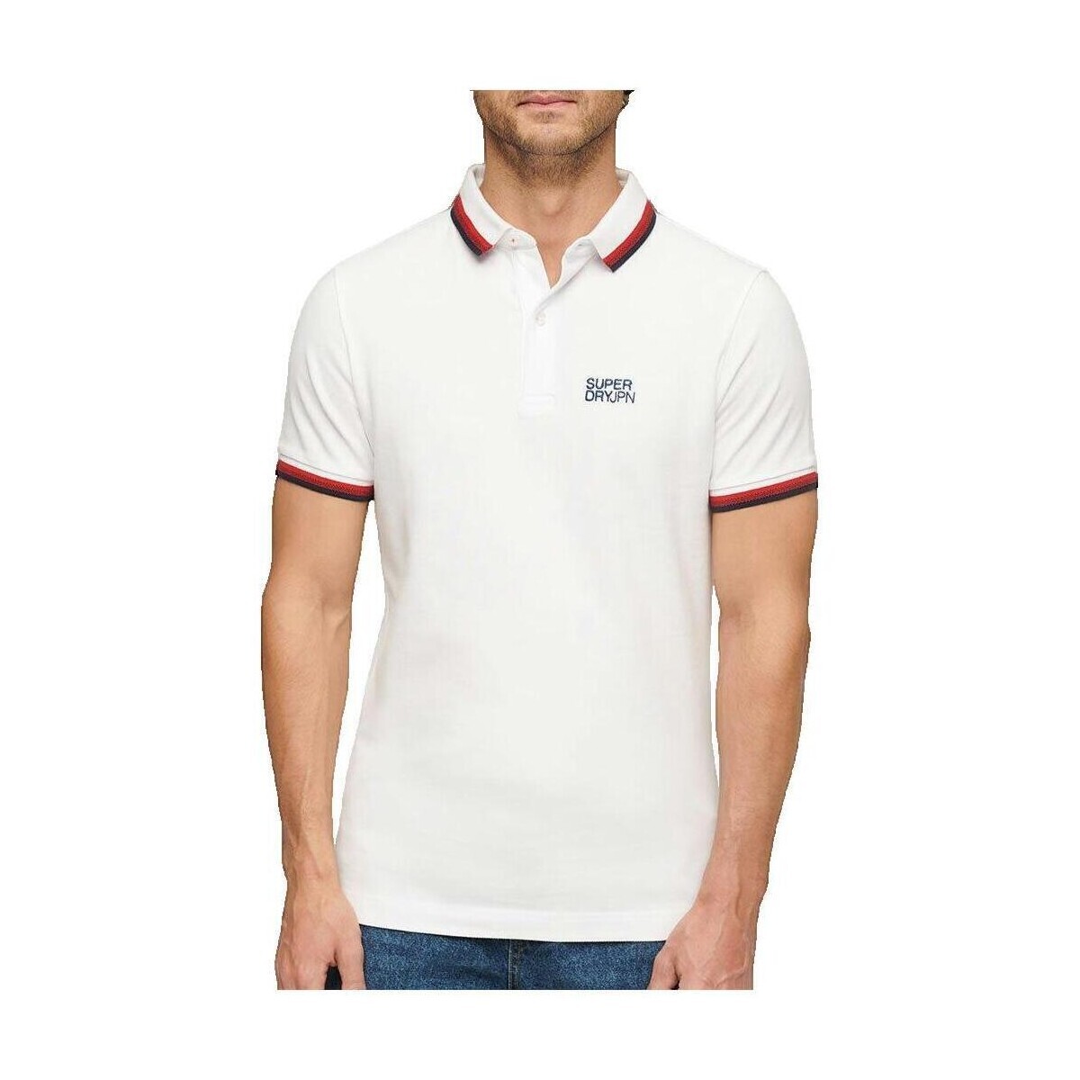 Superdry  Polo  Sportswear Tipped Polo slim fit blanc  Bílá