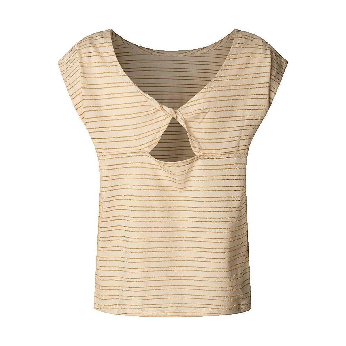 Pepe jeans  T-shirt Pepe Jeans rayé à manches courtes avec nœud  Béžová