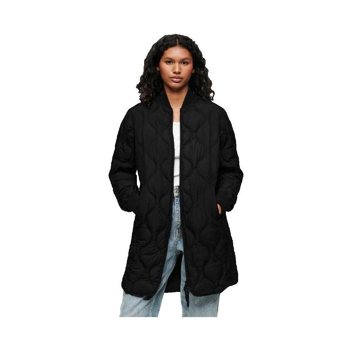Superdry  Manteau  Studio Long Liner matelassé  Černá