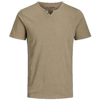 Jack & Jones  T-shirt Jack   Jones col fendu Slim Fit  Béžová
