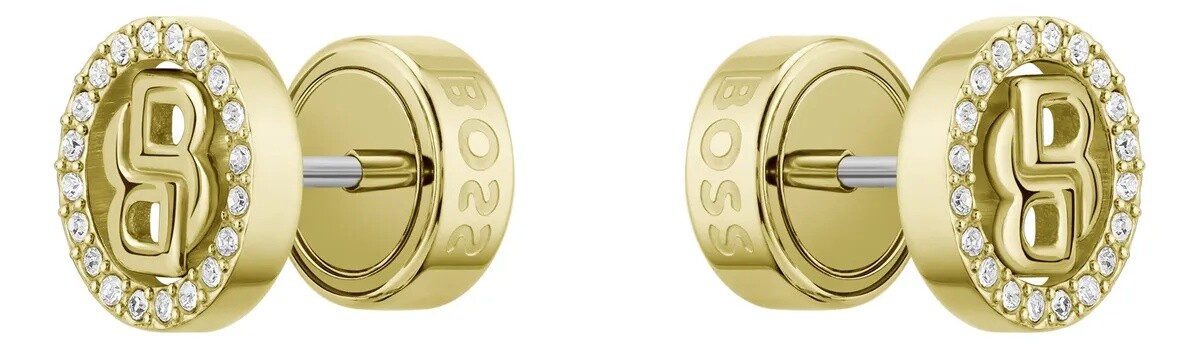 Hugo Boss Luxusní pozlacené náušnice Double B 1580826