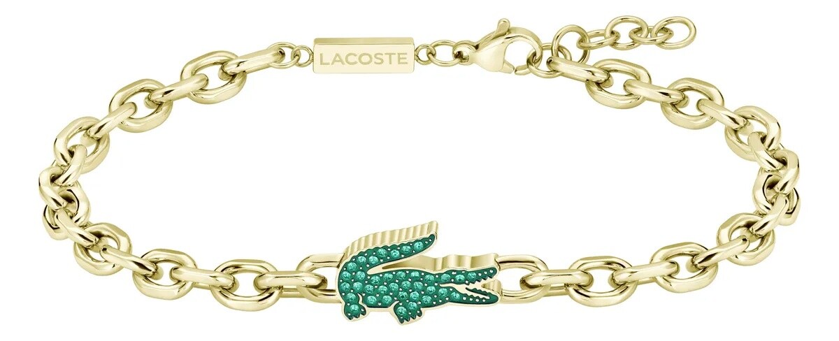Lacoste Pozlacený náramek se zelenými krystaly Arthor 2040611