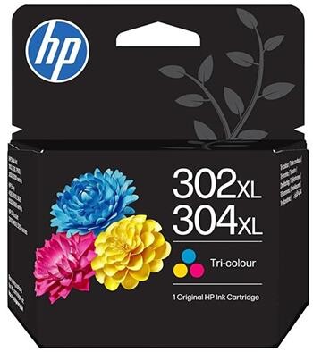 HP 302XL/304XL Tri-color Original Ink Cartridge, B7RT8AE