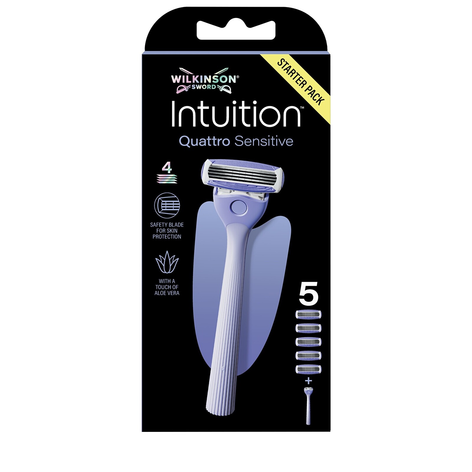 Wilkinson Sword Holicí strojek Intuition Quattro Sensitive + 5 hlavic