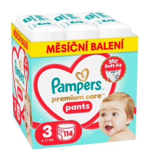 Pampers Premium Care Pants 3 plenkové kalhotky 6-11 kg 114 ks