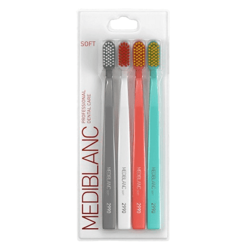 MEDIBLANC Soft 2990 Toothbrush Gr.+Wh.+Sal.+Bl.4ks